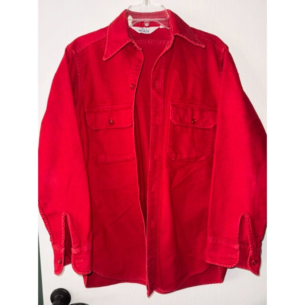 Vintage Woolrich Flannel Shirt Men’s Sz M Long Sleeve RED Shirt Chamois Shacket